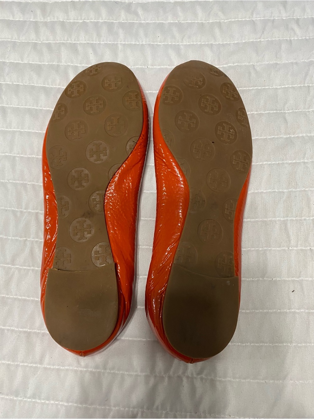 Tory Burch Reva Patent Leather Orange Ballet Flats Women’s Size 6 - Picture 6 of 11